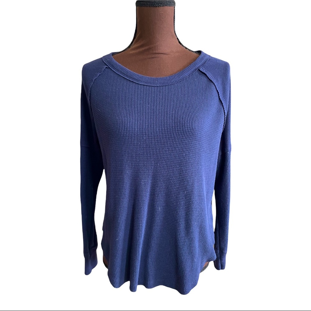 Forever 21 Long sleeve waffle thermal shirt navy blue size medium